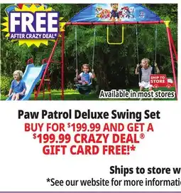 Ocean State Job Lot Swurfer Paw Patrol Deluxe Swing Set offer