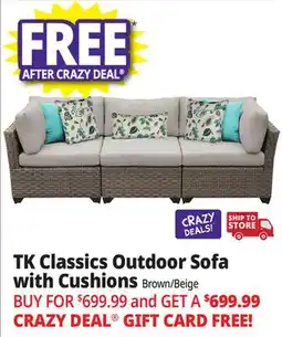 Ocean State Job Lot TK Classics Outdoor Sofa with Cushions Brown/Beige offer