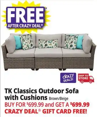 Ocean State Job Lot TK Classics Outdoor Sofa with Cushions Brown/Beige offer