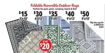 Ocean State Job Lot reversable outdoor rugs offer