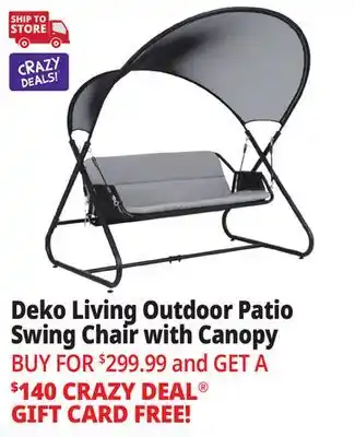 Ocean State Job Lot Deko Living Patio Swing Chair with Canopy Black/Gray offer