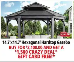 Ocean State Job Lot Ashland 14.7' x 14.7' Hexagonal Hardtop Gazebo offer