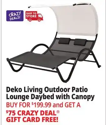 Ocean State Job Lot Deko Living Patio Lounge Daybed with Canopy Black/White offer