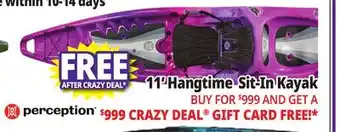 Ocean State Job Lot Perception Hangtime 11.0 Recreational Kayak Mystic offer