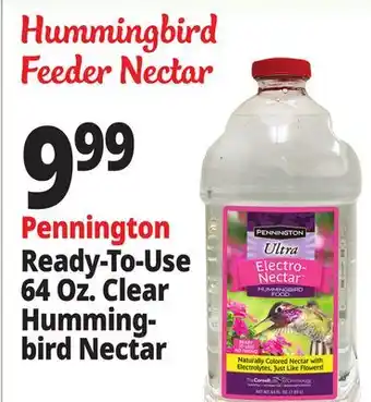 Ocean State Job Lot Pennington Ultra Electro-Nectar Hummingbird Food 64 oz offer