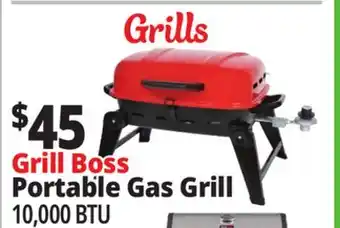 Ocean State Job Lot Grill Boss Portable Propane Grill with Folding Legs 10 000 BTU offer
