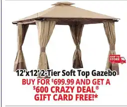 Ocean State Job Lot Sunjoy Aluminum Frame 2-Tier Steel Soft Top Gazebo 12' x 12' Beige/Brown offer