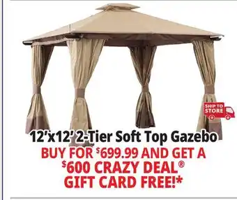 Ocean State Job Lot Sunjoy Aluminum Frame 2-Tier Steel Soft Top Gazebo 12' x 12' Beige/Brown offer