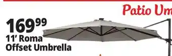 Ocean State Job Lot 11' Roma Offset Patio Umbrella with Solar LED Lights Beige offer