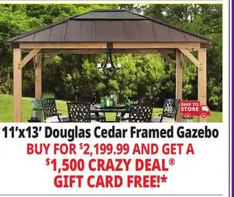 Ocean State Job Lot Douglas 11' x 13' Cedar Framed Gazebo with Steel & Polycarbonate Hip Roof Hardtop offer