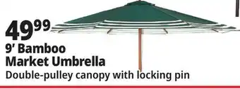 Ocean State Job Lot 9' Bamboo Market Umbrella Striped offer