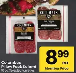 Albertsons Columbus pillow pack salami offer
