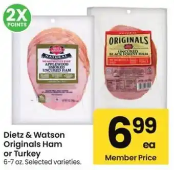 Albertsons Dietz & watson originals ham or turkey offer