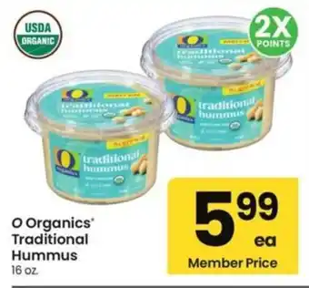 Albertsons O Organics traditional hummus offer