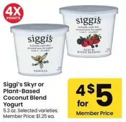 Albertsons Siggi's skyr or plant based coconut blend yogurt offer