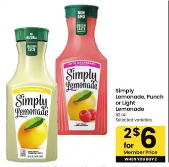 Albertsons Simply lemonade, punch or light lemonade offer