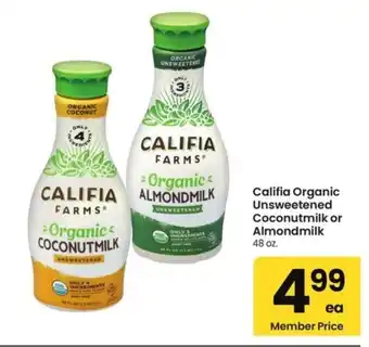 Albertsons Califia Organic Unsweetened Coconutmilk or Almond milk offer