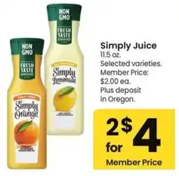 Albertsons Simply Juice offer