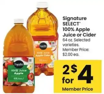 Albertsons Signature SELECT 100% Juice Apple Cider offer
