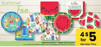 Albertsons Signature SELECT Paper Party Goods offer