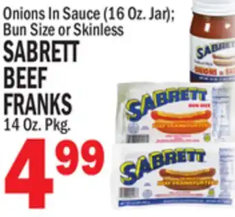 Bravo Supermarkets SABRETT BEEF BEEF FRANKS offer