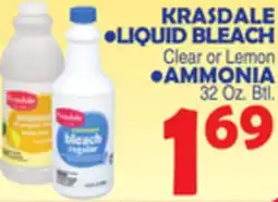 Bravo Supermarkets KRASDALE LIQUID BLEACH AMMONIA offer