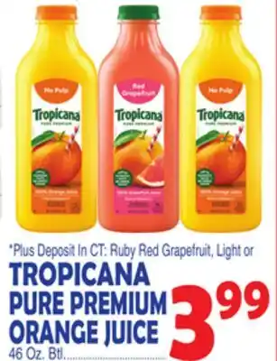 Bravo Supermarkets TROPICANA PURE PREMIUM ORANGE JUICE offer