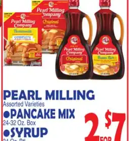 Bravo Supermarkets PEARL MILLING, PANCAKE MIX 24-32 Oz. Box, SYRUP 24 Oz. Btl offer