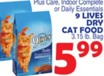 Bravo Supermarkets ESSENTIALS 9 LIVES DRY CAT FOOD offer