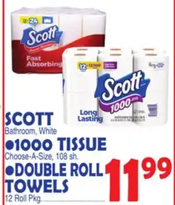 Bravo Supermarkets SCOTT Bathroom, White • 1000 TISSUE Size offer