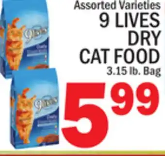 C Town 9 LIVES DRY CAT FOOD offer