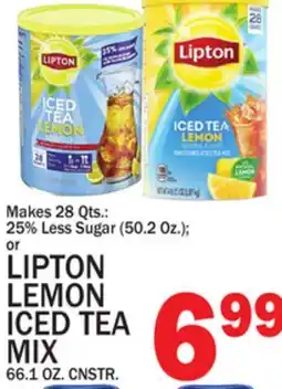 C Town LIPTON LEMON ICED TEA MIX 66.1 OZ. CNSTR offer