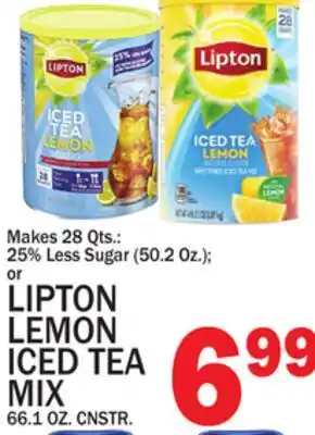 C Town LIPTON LEMON ICED TEA MIX 66.1 OZ. CNSTR offer