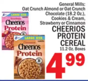 C Town GENERAL MILLS CHEERIOS PROTEIN CEREAL 11.2 OZ. BOXES offer