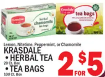 C Town KRASDALE HERBAL TEA 20 Ct. Box TEA BAGS 100 Ct. Box offer