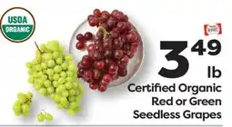 Weis Markets Certified Organic Red or Green Seedless Grapes offer