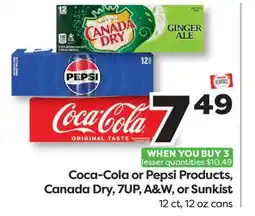 Weis Markets Coca-Cola or Pepsi Products, Canada Dry, 7UP, A & W, or Sunkist offer