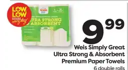 Weis Markets Weis Simply Great Ultra Strong & Absorbent Premium Paper Towels offer