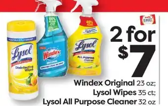 Weis Markets Windex Original 23 oz Lysol Wipes 35 ct Lysol All Purpose Cleaner 32 oz offer