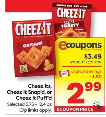 Weis Markets Cheez Its, Cheez It Snap'd, or Cheez It Puff'd offer