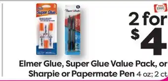 Weis Markets Elmer Glue, Super Glue Value Pack, or Sharpie or Papermate Pen offer
