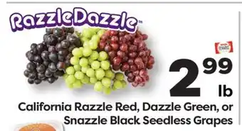 Weis Markets California Razzle Red, Dazzle Green, or Snazzle Black Seedless Grapes offer