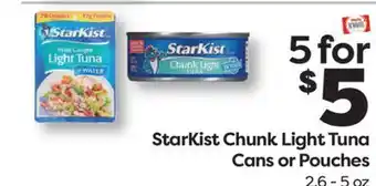 Weis Markets StarKist Chunk Light Tuna Cans or Pouches offer