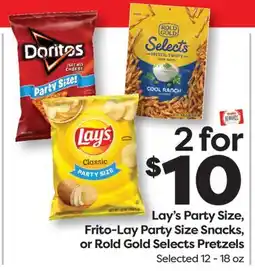 Weis Markets Lay's Party Size, Frito-Lay Party Size Snacks, or Rold Gold Selects Pretzels offer
