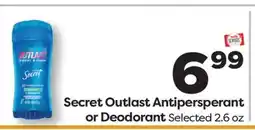 Weis Markets Secret Outlast Antipersperant or Deodorant offer