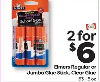 Weis Markets Elmers Regular or Jumbo Glue Stick, Clear Glue offer