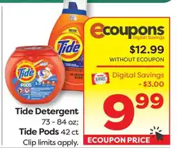 Weis Markets Tide Detergent 73-84 oz Tide Pods 42 ct offer