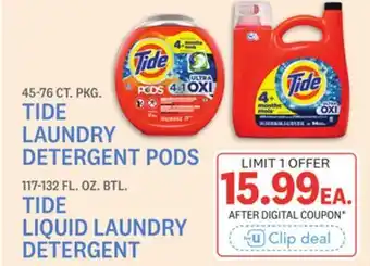 Kings Food Markets TIDE LIQUID LAUNDRY DETERGENT 45-76 CT. PKG offer