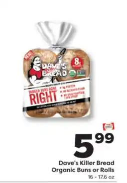 Weis Markets Dave's Killer Bread Organic Buns or Rolls offer