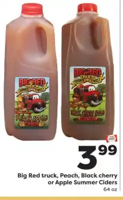 Weis Markets Big Red truck, Peach, Black cherry or Apple Summer Ciders offer